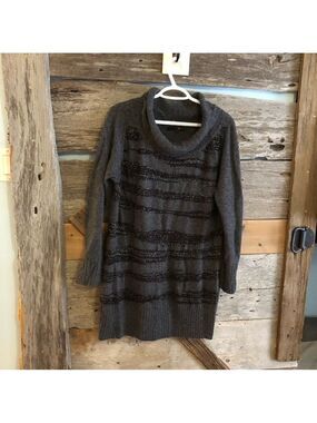 Mxm Plus Size 3X Grey/Black Long Cowl Neck Sweater
